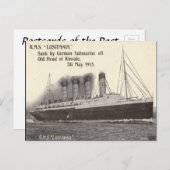 Alte Postkarte - RMS Lusitania (Vorne/Hinten)