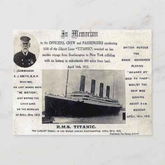 Alte Postkarte - RMS "Titanic" (Vorderseite)