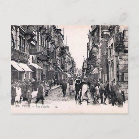 Alte Postkarte - Rue d'Italie, Tunis (Vorderseite)
