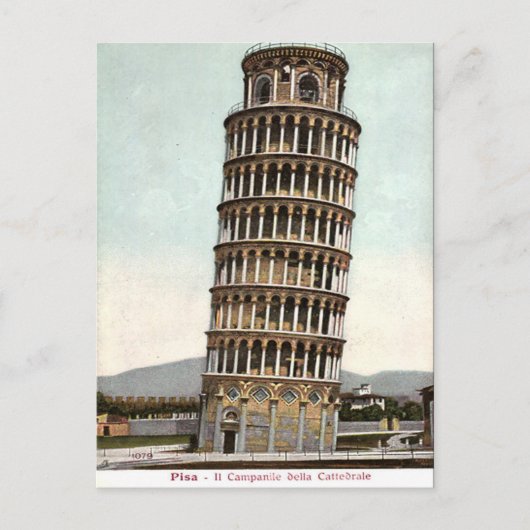 Alte Postkarte - Schiefer Turm von Pisa (Vorderseite)