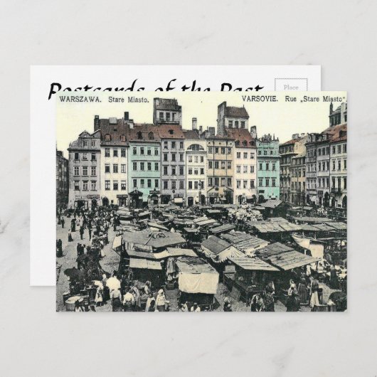 Alte Postkarte - Stare Miasto, Warschau, Polen (Vorne/Hinten)
