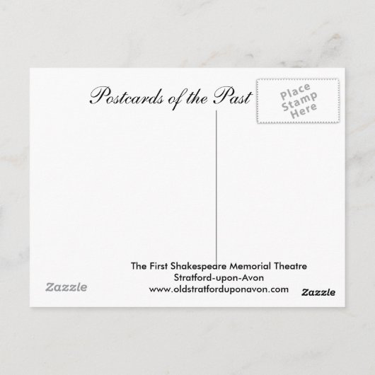 Alte Postkarte, Stratford-upon-Avon, Altes Theater Postkarte (Rückseite)