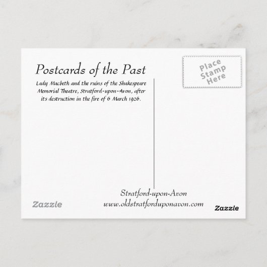 Alte Postkarte - Stratford-upon-Avon, Ruinen des S (Rückseite)