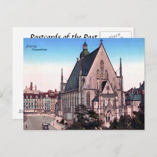 Alte Postkarte - Thomaskirche, Leipzig (Vorne/Hinten)