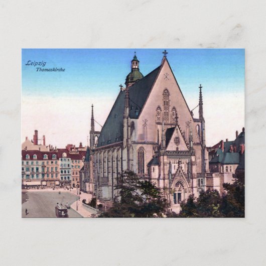 Alte Postkarte - Thomaskirche, Leipzig (Vorderseite)