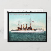 Alte Postkarte - US-Schlacht "Connecticut" (Vorne/Hinten)