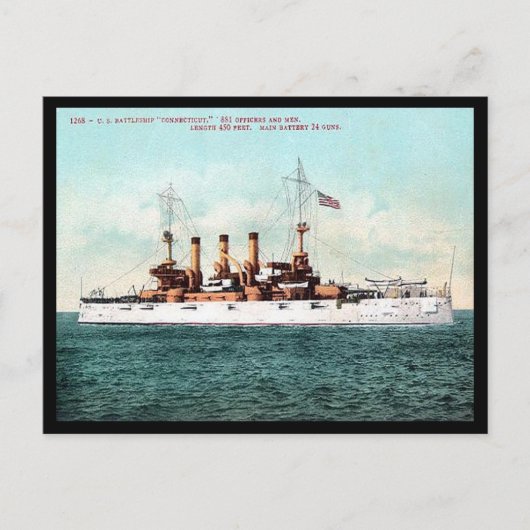 Alte Postkarte - US-Schlacht "Connecticut" (Vorderseite)