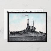 Alte Postkarte - US-Schlachtschiff Arkansas (Vorne/Hinten)