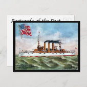 Alte Postkarte - US-Schlachtschiff "Georgien" (Vorne/Hinten)