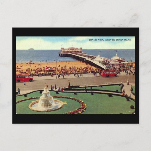 Alte Postkarte, Weston-super-Mare, Grand Pier Postkarte (Vorderseite)