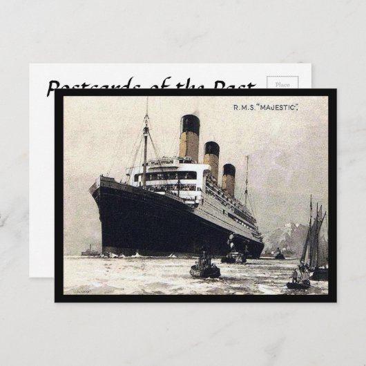 Alte Postkarte - White Star Line "Majestic" (Vorne/Hinten)