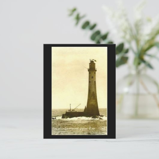 Alte Postkarte - Wolf Rock Leuchtturm, Land's End (Stehend Vorderseite)