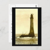 Alte Postkarte - Wolf Rock Leuchtturm, Land's End (Vorne/Hinten)
