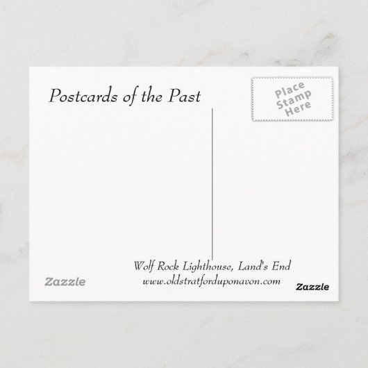 Alte Postkarte - Wolf Rock Leuchtturm, Land's End (Rückseite)