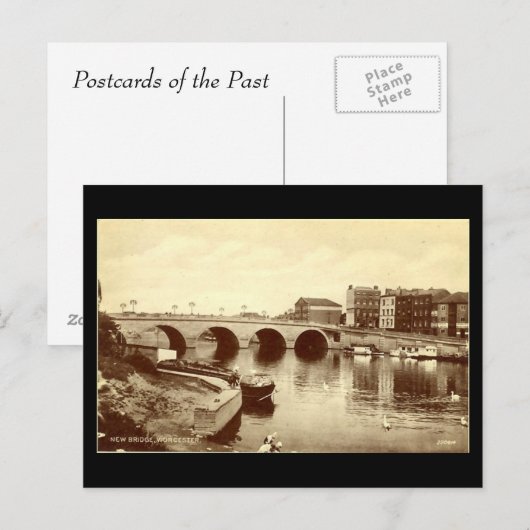 Alte Postkarte - Worcester, Neue Brücke (Vorne/Hinten)
