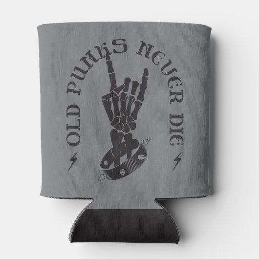 Alte Punks Die nie Skeleton Rock auf gotisch Dosenkühler (Rückseite)