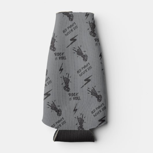 Alte Punks Die nie Skeleton Rock auf gotisch Flaschenkühler (Vorderseite)