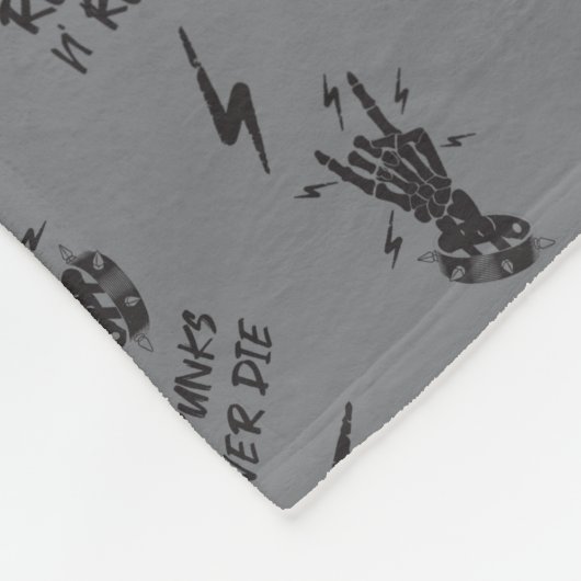 Alte Punks Die nie Skeleton Rock auf gotisch Fleecedecke (Ecke)