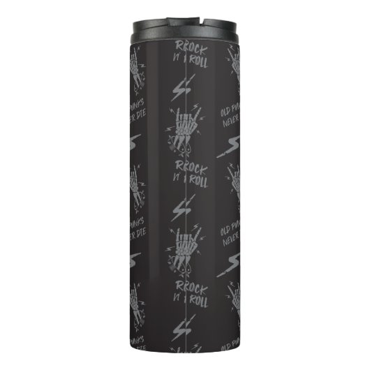 Alte Punks Die nie Skeleton Rock auf gotisch Thermosbecher (Rückseite)