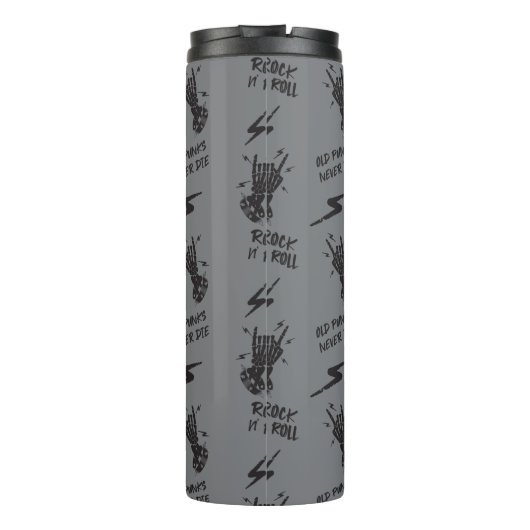 Alte Punks Die nie Skeleton Rock auf gotisch Thermosbecher (Rückseite)