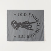 Alte Punks Die nie Skeleton Rock auf gotisch Wandteppich (Vorderseite (Horizontal))