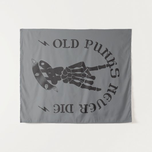 Alte Punks Die nie Skeleton Rock auf gotisch Wandteppich (Vorderseite (Horizontal))