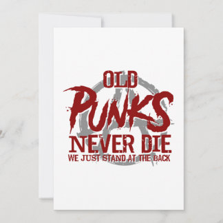 Alte Punks die nie uns stehen gerade an der Dankeskarte