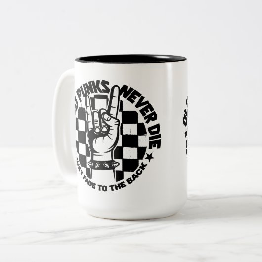 Alte PUNKS die nie Zweifarbige Tasse (Vorderseite Links)