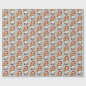 alte Puppe mit Teddybär Geschenkpapier (Flach)