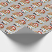 alte Puppe mit Teddybär Geschenkpapier (Ecke)