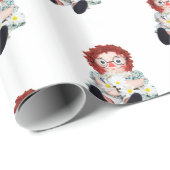 alte Puppe mit zartem Bouquet Geschenkpapier (Rolleneckpunkt)