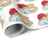 alte Puppe und Teddybärenumarmung Geschenkpapier (Rolleneckpunkt)