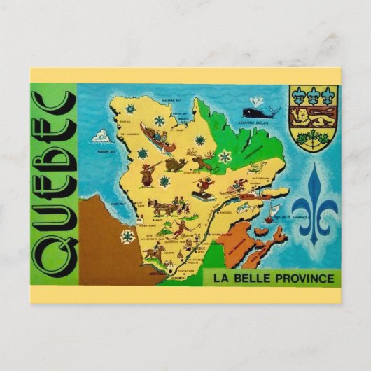 Alte Quebec-Karte auf Postkarte (Vorderseite)