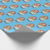 Alte Rag Puppe mit Teddybär Geschenkpapier (Ecke)