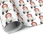 Alte Rag Puppe mit zartem Bouquet Geschenkpapier (Rolleneckpunkt)