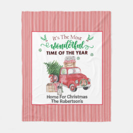 Alte Red Truck Tree Zuhause für die weihnachtliche Fleecedecke