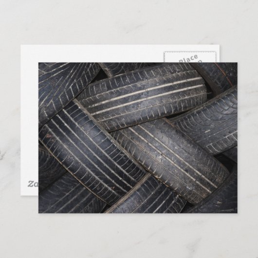 Alte Reifen zum Recycle Postkarte (Vorne/Hinten)