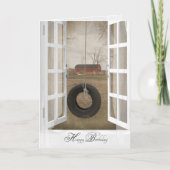 alte Reifenschwung mit Scheune Geburtstag Karte (Vorderseite)