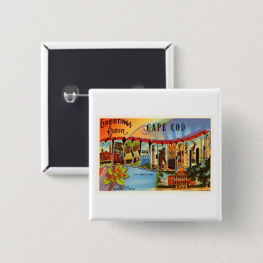 Alte Reise-Andenken Cape Cods #2 Massachusetts MA Button (Vorne & Hinten)