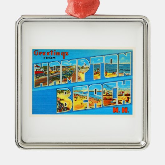 Alte Reise-Andenken des Hampton-Strand-New Ornament Aus Metall (Vorne)