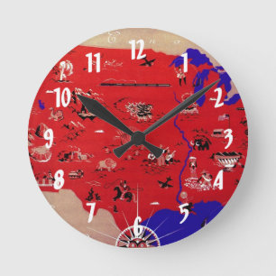 Alte Reisekarte der Vereinigten Staaten von Amerik Runde Wanduhr