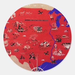 Alte Reisekarte der Vereinigten Staaten von Amerik Runder Aufkleber