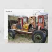 Alte Rennwagen- und Gaspumpen Postkarte (Vorne/Hinten)
