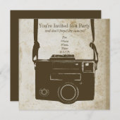Alte Retro-Filmkamera auf antikem Papier Einladung (Vorne/Hinten)