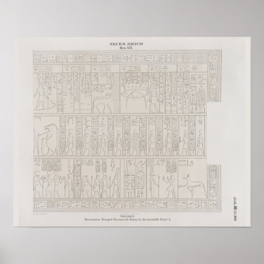 Alte Retro Vintage ägyptische Hieroglyphen Zeichne Poster (Vorne)