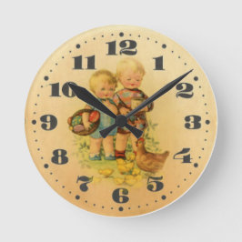 Alte Retrokinder Runde Wanduhr