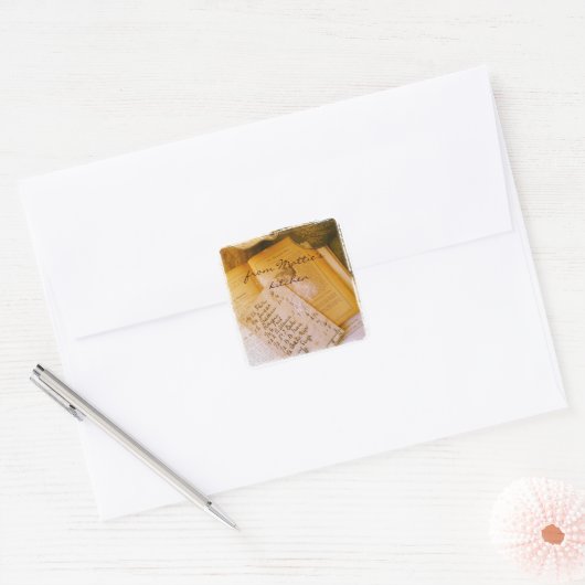 alte Rezepte quadratische Aufkleber (Umschlag)