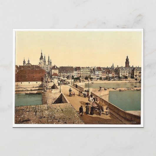 Alte Rheinbrücke (d.h. Alte Main Bridge) und Stadt Postkarte (Vorderseite)