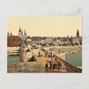 Alte Rheinbrücke (d.h. Alte Main Bridge) und Stadt Postkarte