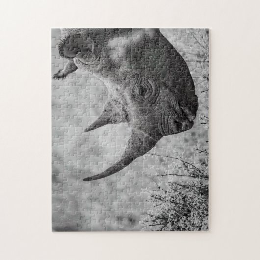 Alte Rhinozeros - Schwarz-Weiß-HD-Foto-Puzzle Puzzle (Vertikal)